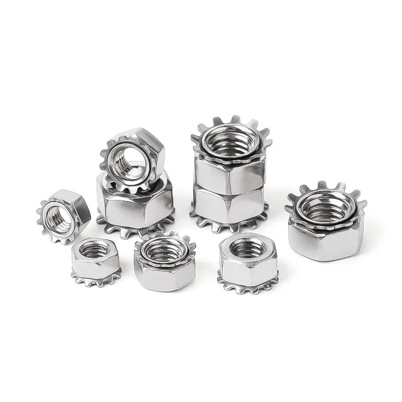 4#-40 6#-32 8#-32 10#-24 10#-32 1/4-20 5/16-18 K-type Lock Keps Nuts 304 Stainless Steel Toothed Polydentate Hex K Nut