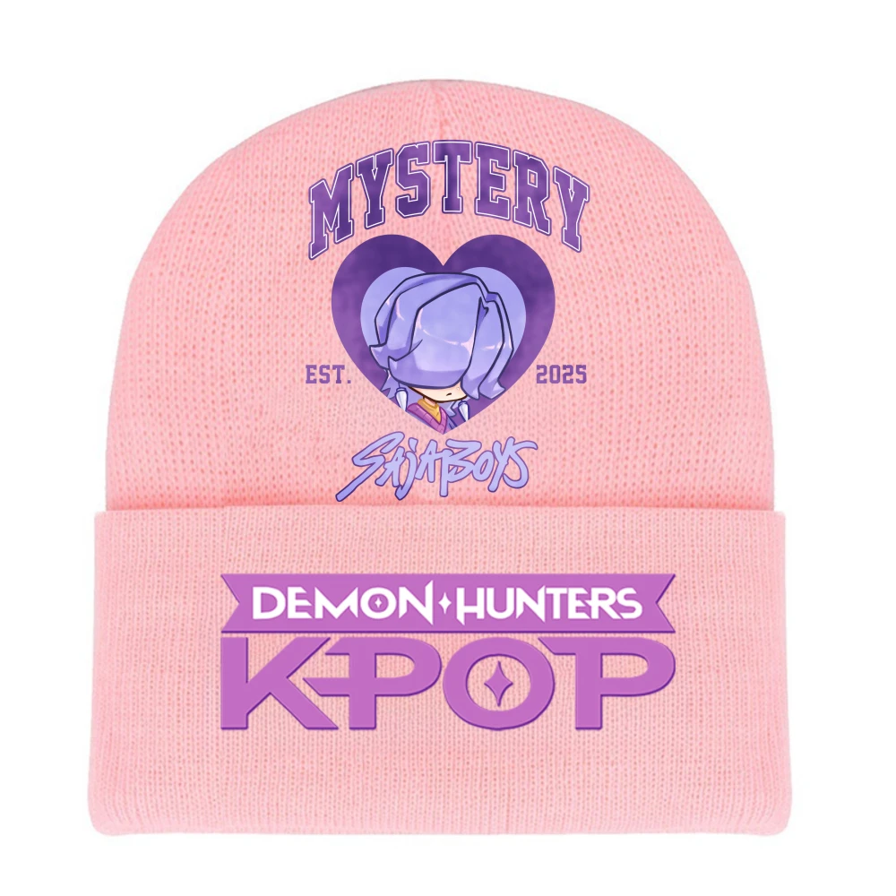 K-pop شيطان هنتر الأطفال محبوك قبعة Kawaii الكرتون المطبوعة قبعة الفتيات الشتاء الرياضة في الهواء الطلق قبعة تدفئة هدايا عيد الميلاد