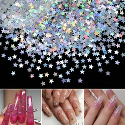 10g Holographic Laser Stars Shape Nail Glitter Sequins Silver Five-pointed Star Nail Art Accessories Hermosos Manicure Material*