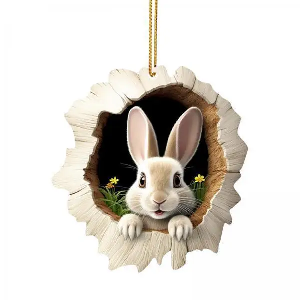 2-6pack Easter Bunny Rabbit Pendant Gift Easter Day Hanging Sign for Home Door