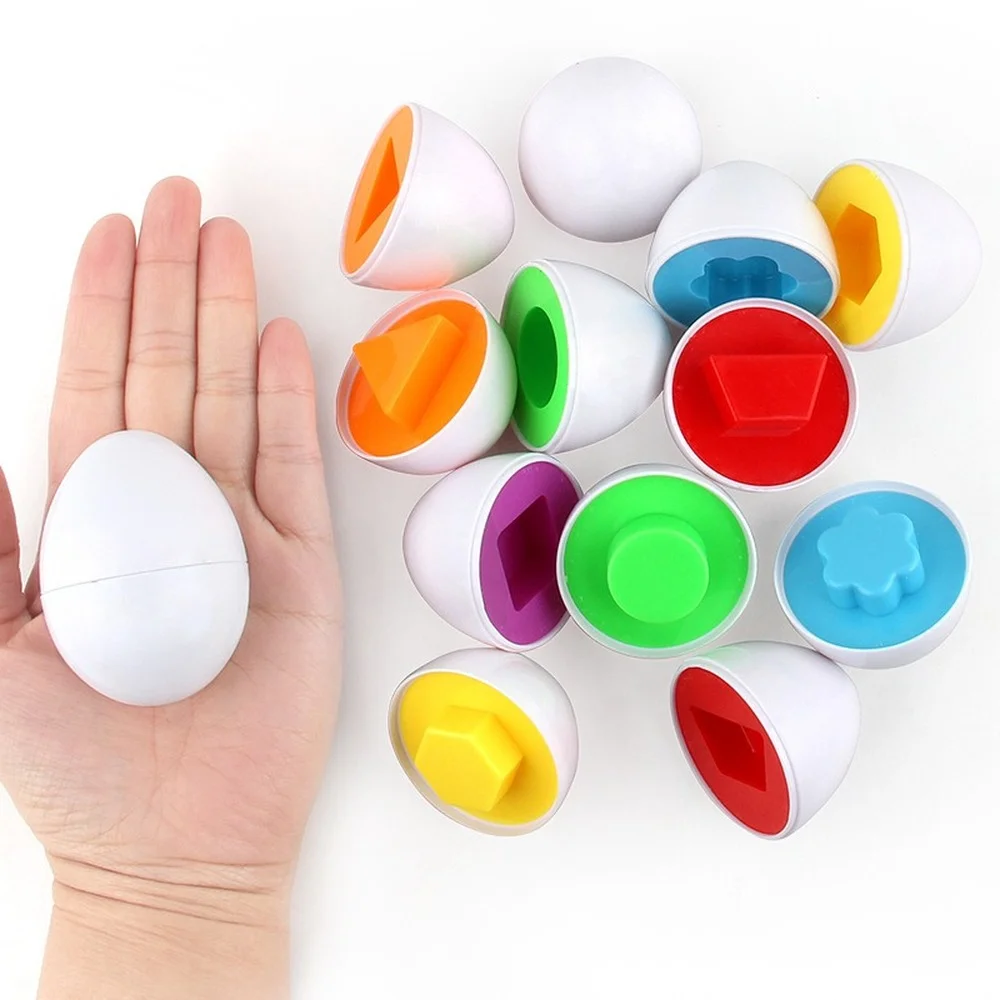 6PCS Montessori Learning Education Math Toys Smart Eggs 3D Puzzle Game For Children Popular Toys Jigsaw Mixed Shape Tools