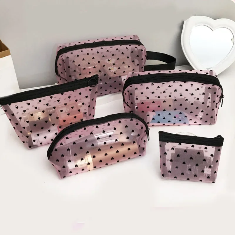 1PC Women Organizer Makeup Bag Girl Cosmetic Storage Bags Nesesser ClearPink Make Up Bag Case Women Toiletry Wash Lipstick Pouch