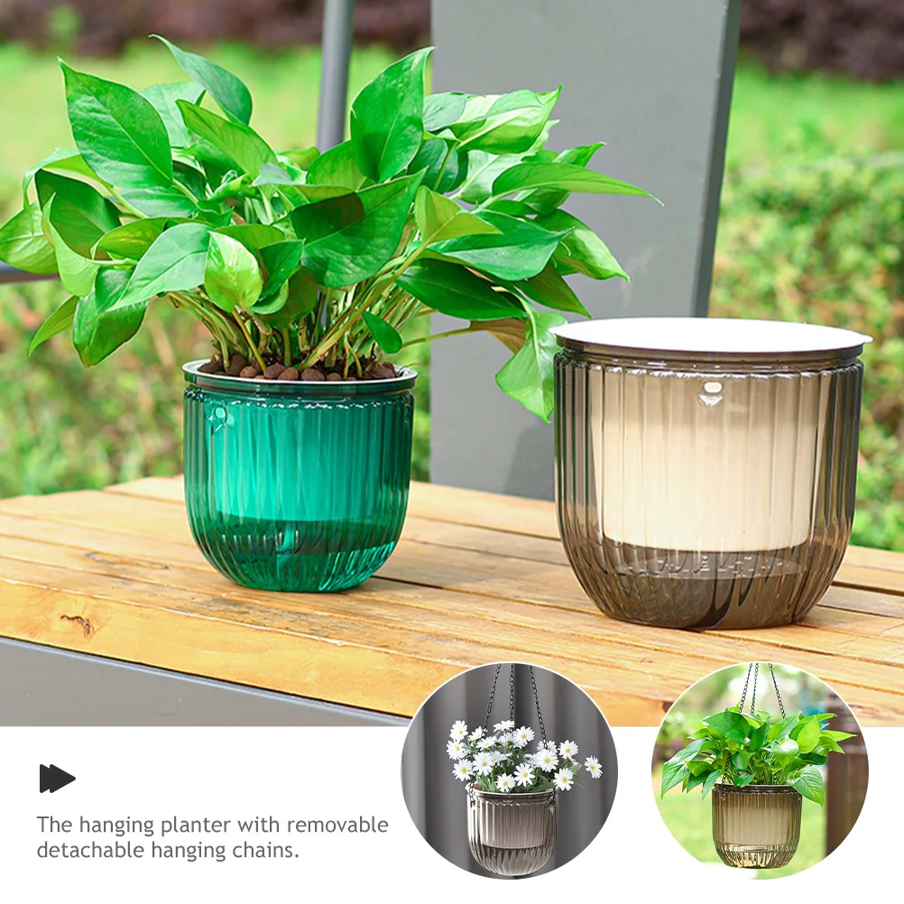 

3Pcs Resin Hanging Flower Pots Self Watering Planters for Indoor Outdoor Balcony Garden Hanging Flower Containers Frost