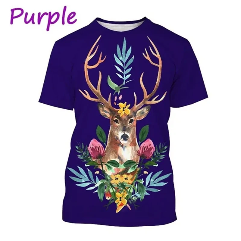 Hot Sale Christmas Elk 3D T-Shirt Personality Trend Christmas Theme Elk Reindeer Unisex Harajuku Street Casual Kids T-Shirt Tops