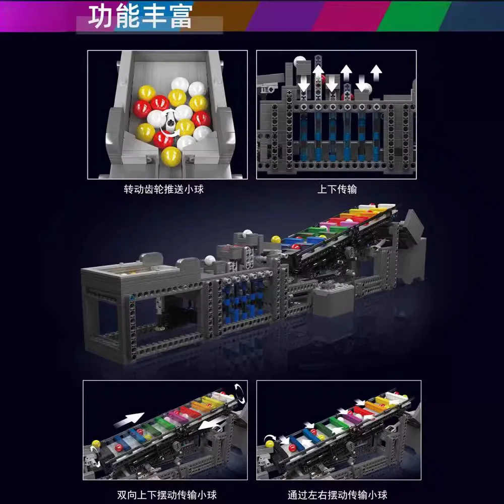 Pasos de arcoíris GBC de 2. a generación, línea de montaje eléctrico, bloques de construcción mecánicos de alta tecnología, modelo de potencia modificada, juguetes de ladrillos