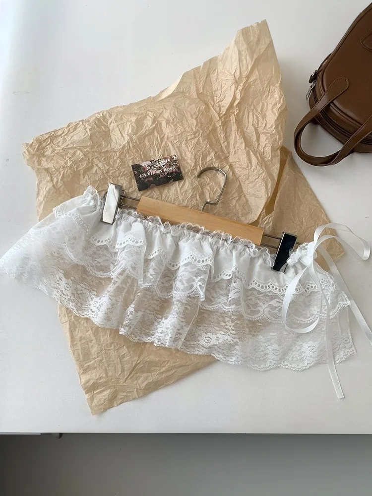 Modischer Spitzenrock mit unregelmäßigem Saum, weiße Blumen, Spitzen-Mesh-Halbrock für Damen, Sommerhose, Jeans-Dekorativer Saum – Detail 13