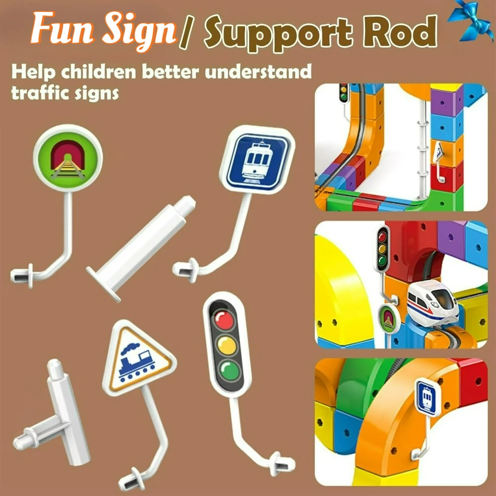 Electric Train Set, Flexible Race Track, 3D Embedded Layouts Train Track Set, Rail Cube Building Toy, Children's Christmas Gifts