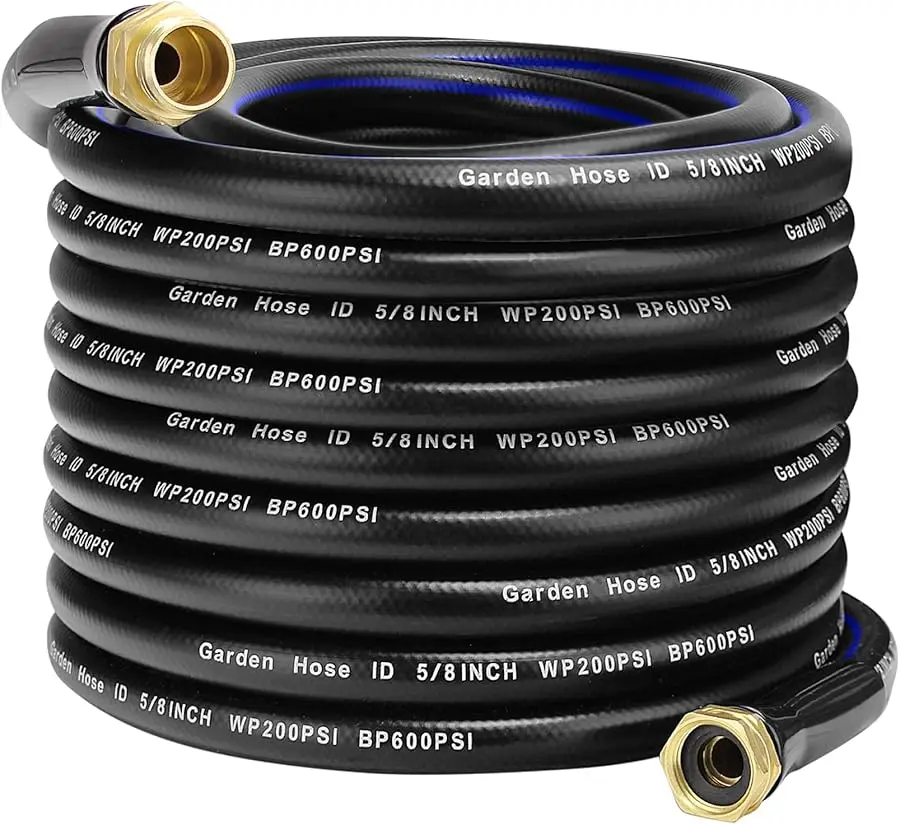 

75 FT Garden Hose, Flexible No Kink Heavy Duty Garden Water Hose Flex Copper Bullet Collapsible Washer Rubber Hose 5/8" Soft Lig