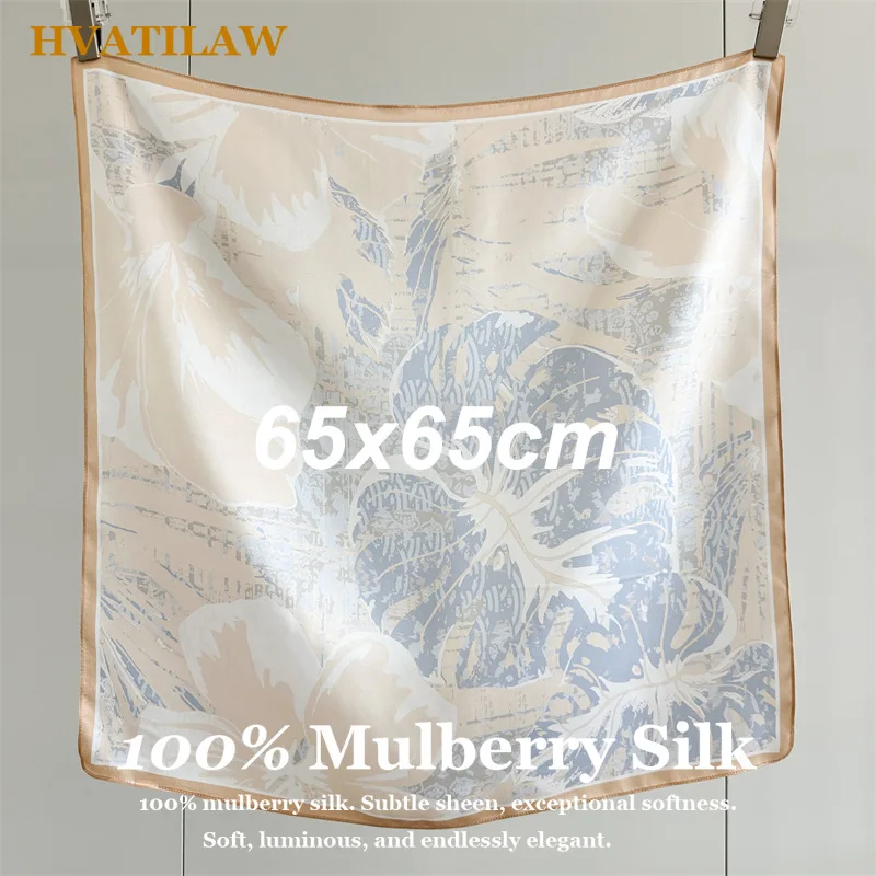 

Luxury Designer 100% Mulberry Silk Scarf 65x65cm Square Silk Twill Scarf for Women Elegant Floral Printed Head Scarf Hijab Wrap