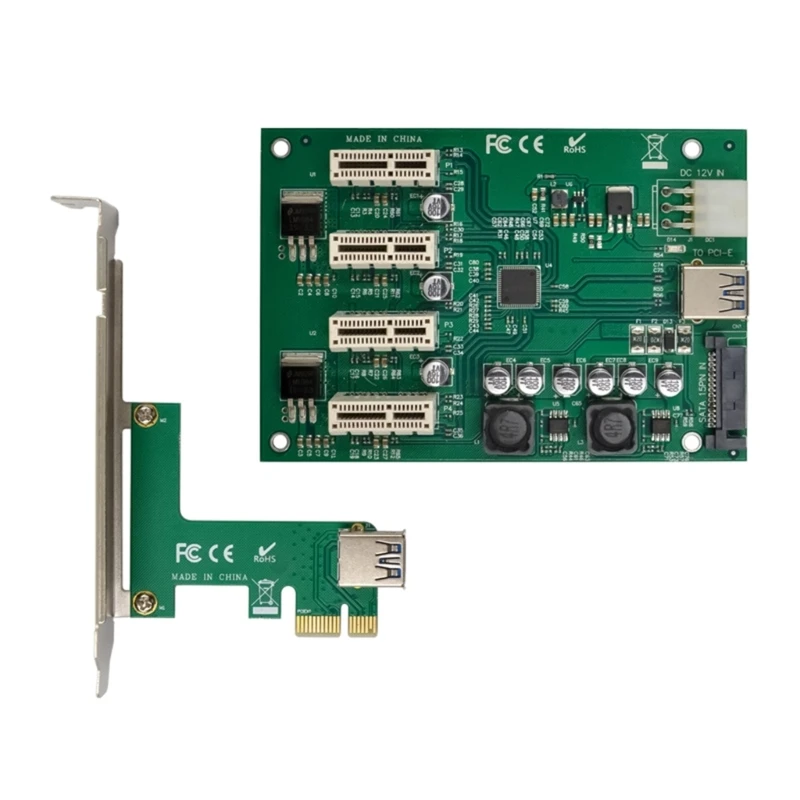 PCIe to PCI-E 4 Ports Desktop Extended Card 1X USB Extender Board Desktop PCIe Converter ASM1184E