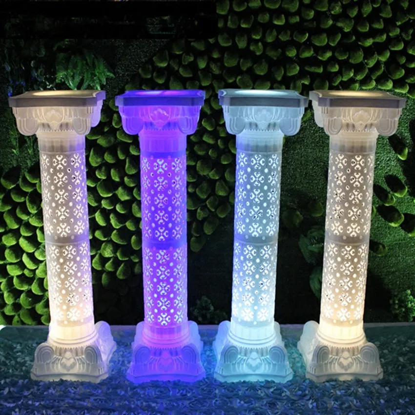 

10Pcs European Wedding Decoration Luminous White Plastic Hollow Roman Column For Party Welcome Area Photo Booth Props Supplies