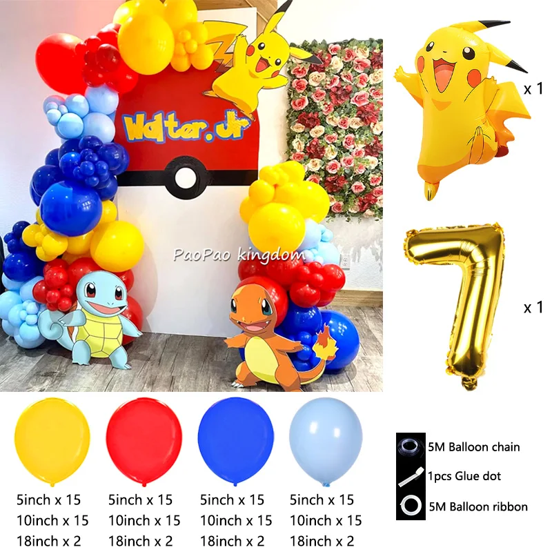 Liebliches Pikachu-Themen-Ballon-Dekorationsset Cartoon-Folienballons Blitzballon-Set Kindergeburtstags-Party-Deko-Zubehör – Detail 16