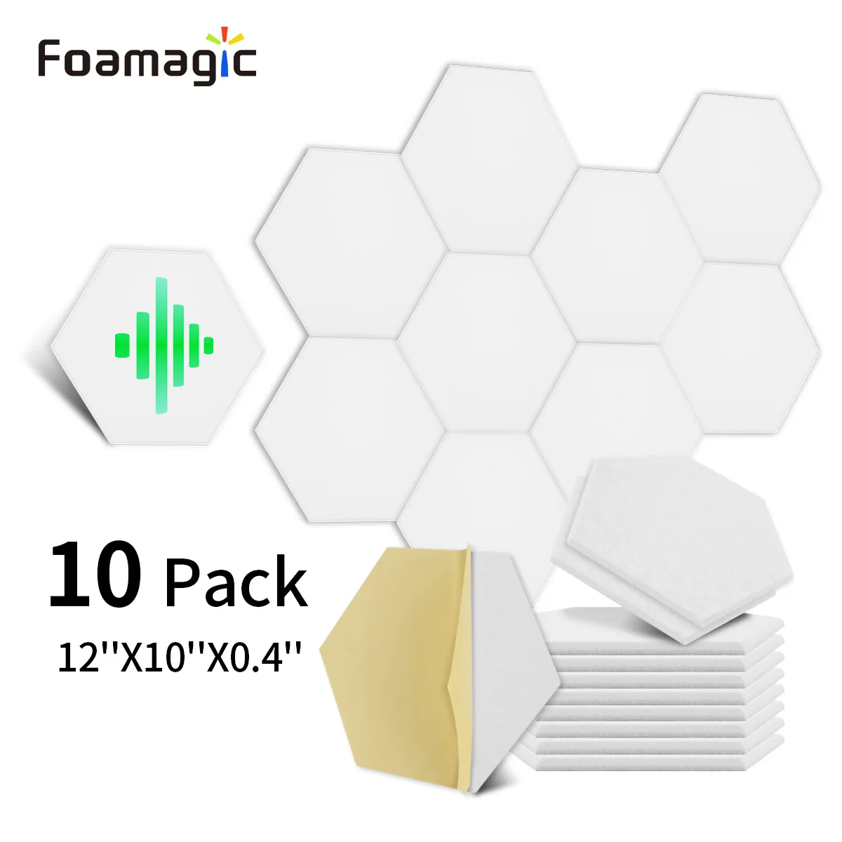 

10 Pack Acoustic Panels Self Adhesive Sound Proof Foam Panels, 12x10x0.4" High Density Sound Absorbing Panels for Recording room