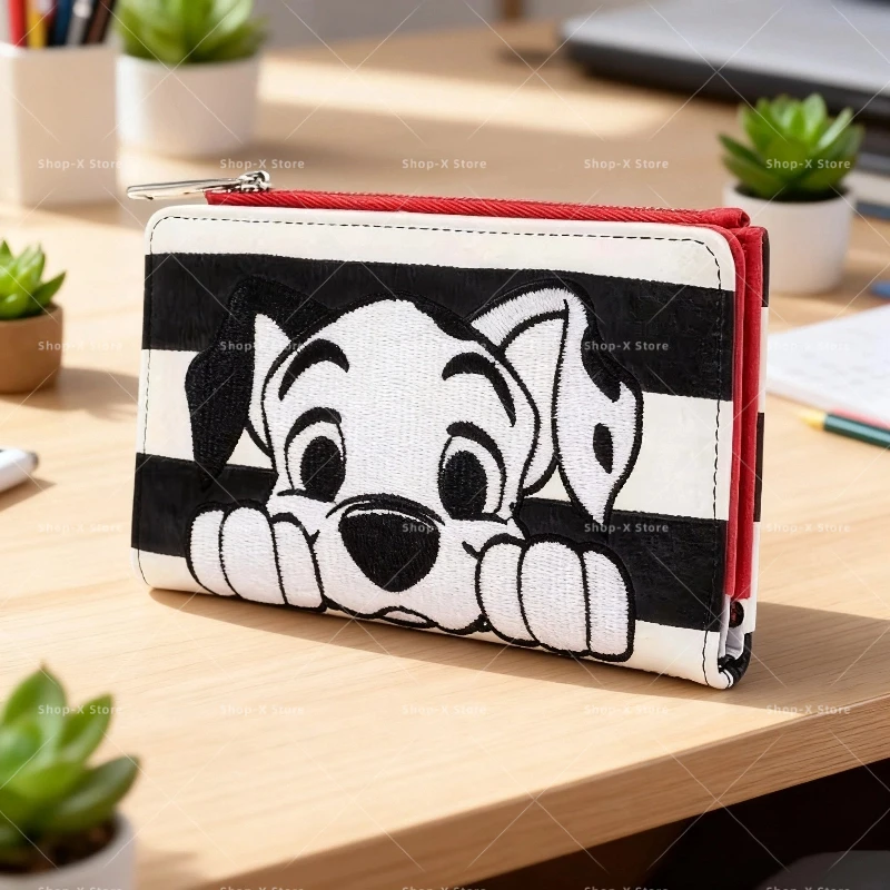 

Кошелек Disney 101, кошелек с милой мультяшной вышивкой, двойной сложенный кошелек с зажимом для денег, держатель для удостоверений личности с собакой, детский подарок на день рождения