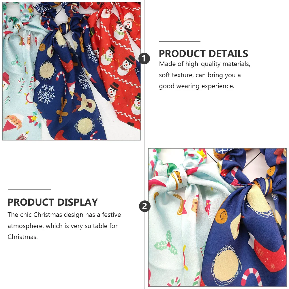 

3Pcs Christmas Hair Ties Snowflake Pattern High Quality Ribbon Hair Rings Elastic Hairbands for Women Holiday Party Daily Wear