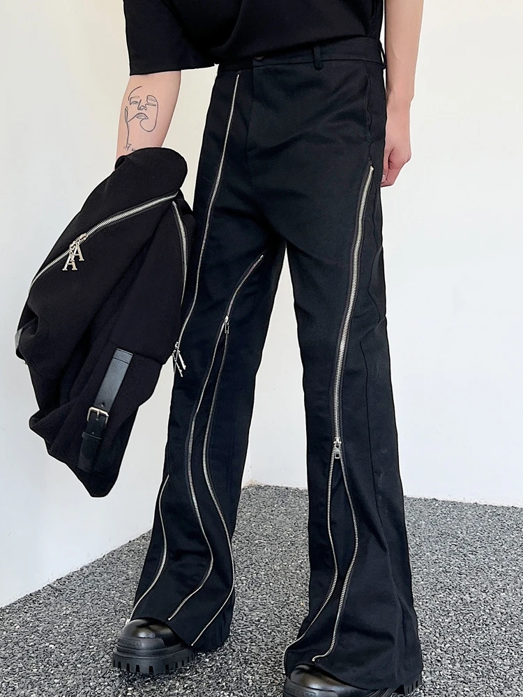 

k Split Zipper Casual Pants Men's Vintage High Street Wide Leg Long Trousers Youth Faion Workwear Youthful Vitali All ...