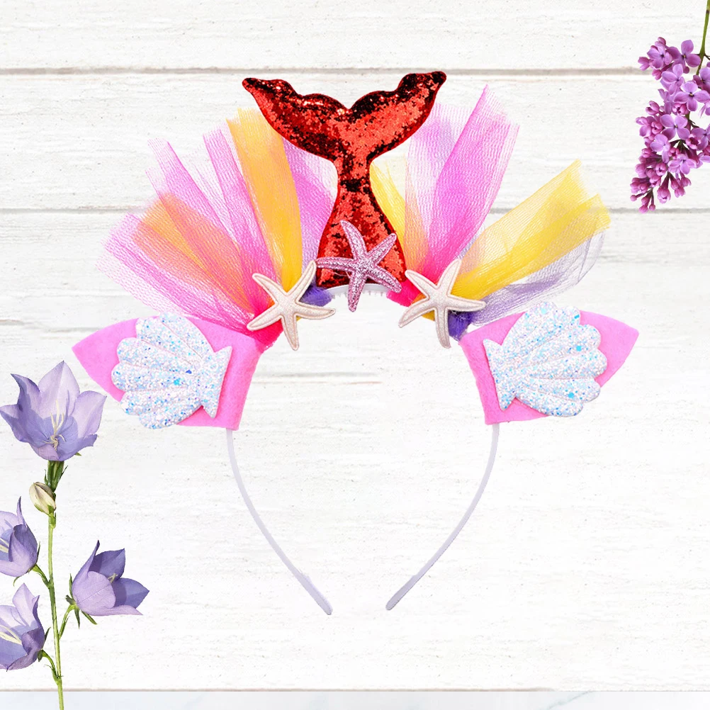 

Mermaid Headband Girl Hairband Shell Accessories Bands Hoop Kids for Girls Cartoon