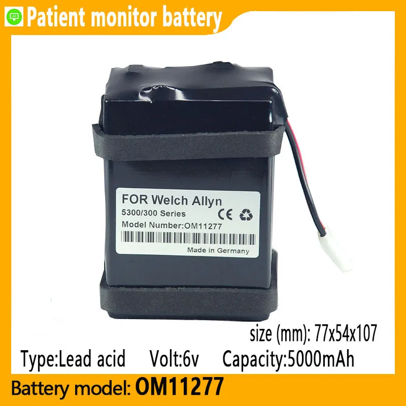 

OM1127 capacity 5000mAh 6v Lead acid battery suitable for Welch Allyn 53004204200-84, 42NOB, 501-0015-01 patient monitor