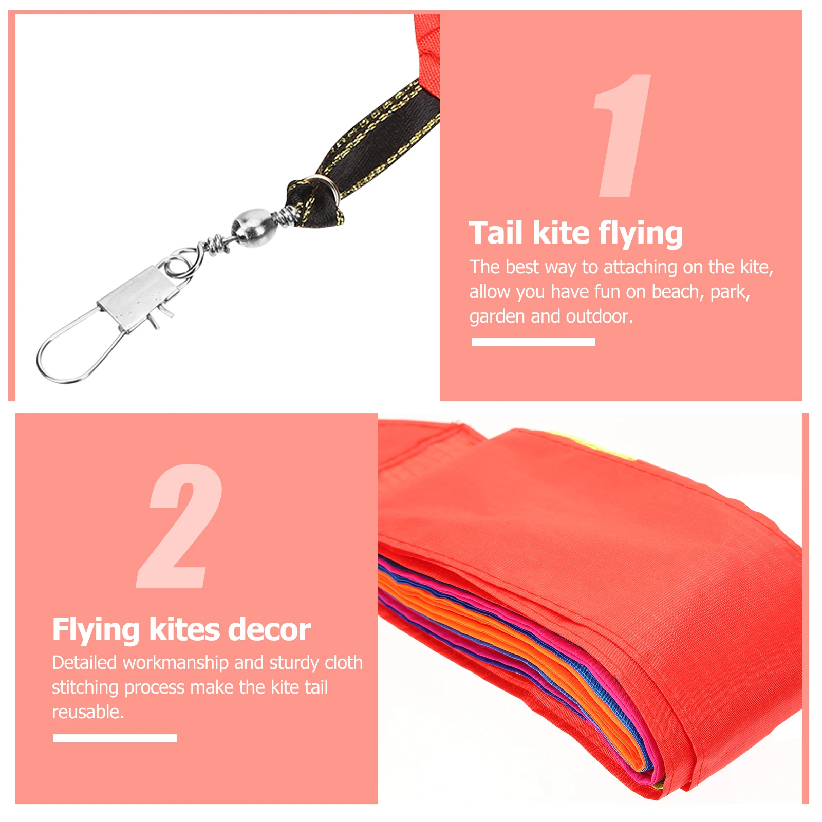 

2pcs Rainbow Tail Kite Connector Hook Nylon Tails Remote Control Outdoor Cloth Flying Accessories Strong Flexible for Adults
