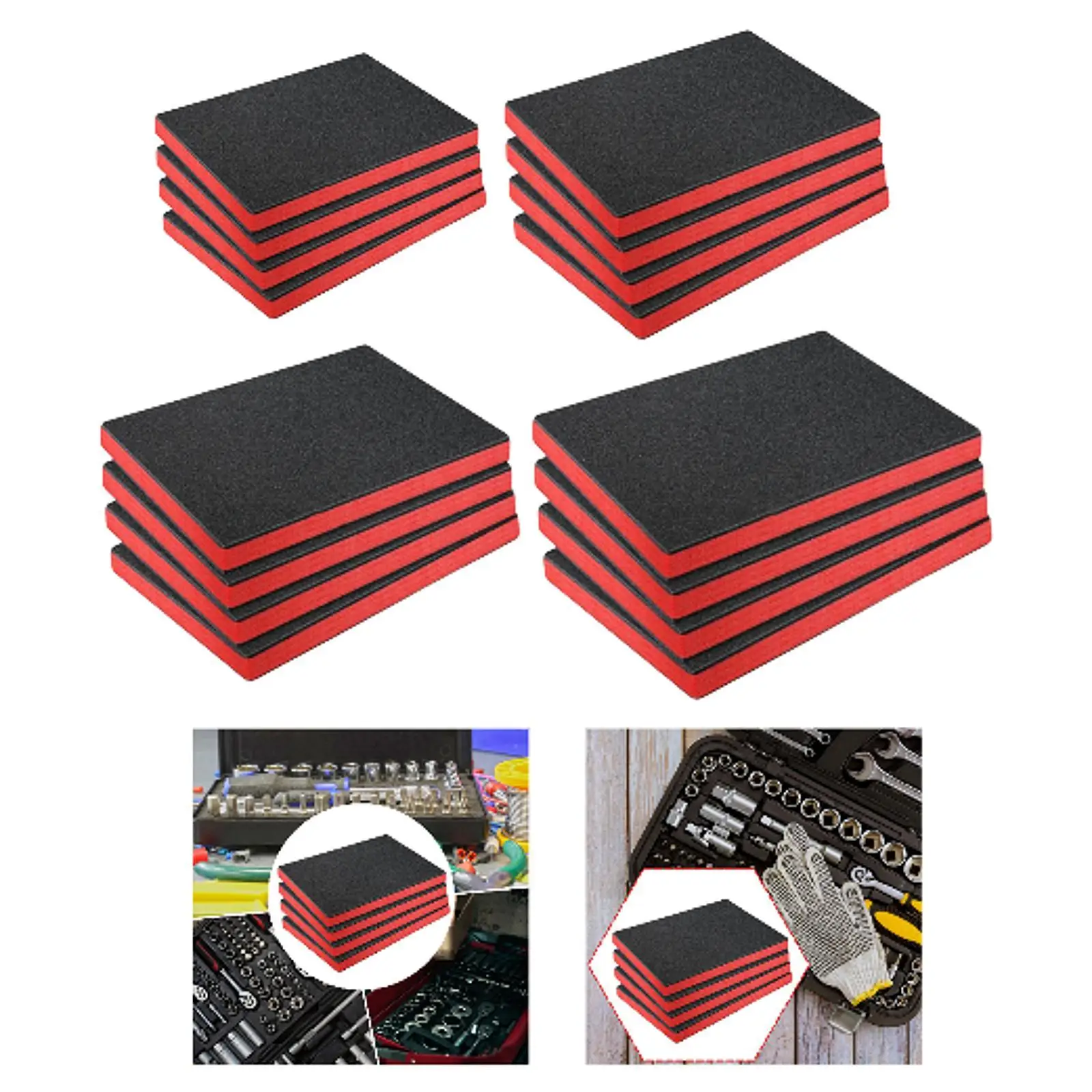 4-Piece Shock-Absorbing Foam Inserts, Protective Mat, Cuttable Toolbox Foam,