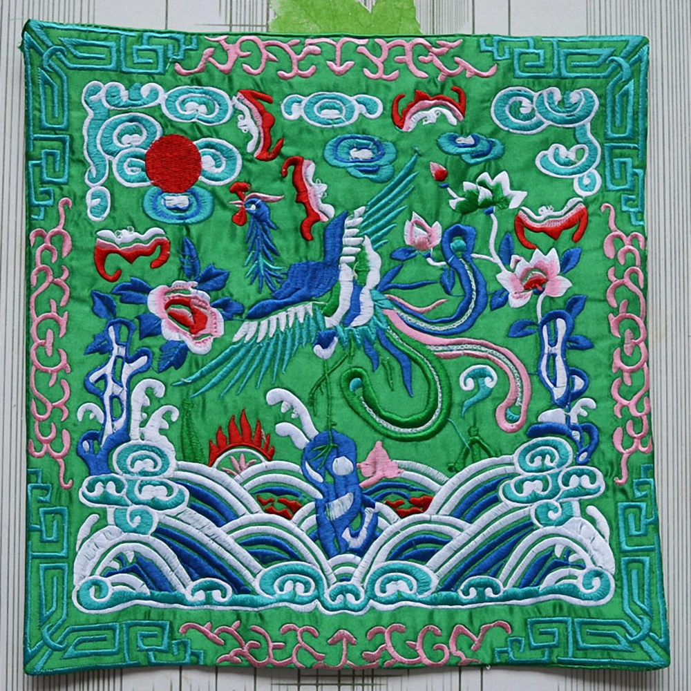 1PC Vintage Phoenix Industrial Art Insulation Pad Dining Table Decor Chinese Embroidery Placemat For Home Kitchen Wedding Party