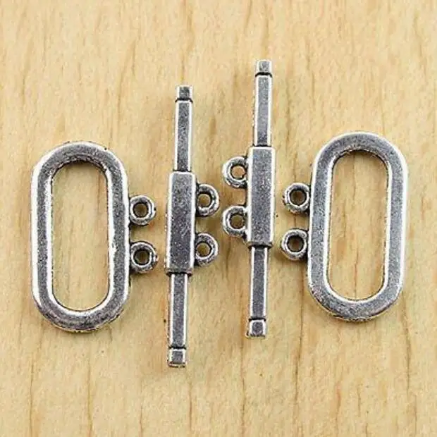 

8Sets ring: 21.7x14x1.5mm toggle :32x5.9x3mmTibetan silver 2-Strands toggle clasp HWH0624