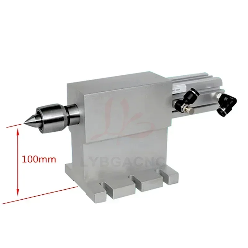 Pneumatic Tailstock Engraving Machine 4th Axis Accessories MT2 Top Head ER11 Movable Center Height 100mm Rotary Lathe Fixtures