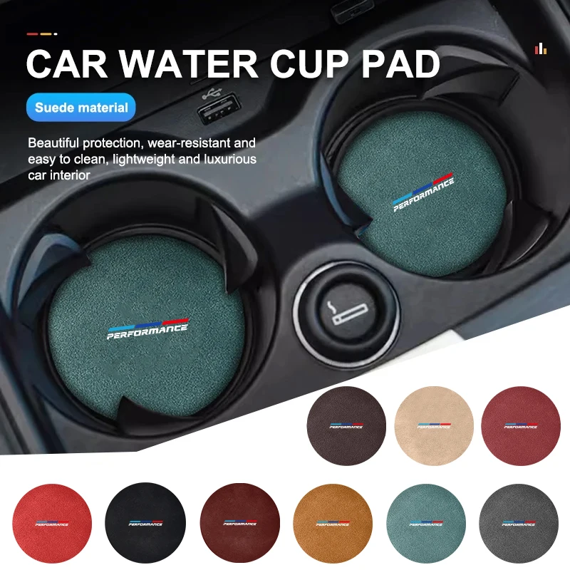 2Pcs Car Interior Water Cup Mat Leather Coasters Pad For BMW I01 G30 F30 E46 E60 E87 E90 F20 F10 G20 G01 G02 G05 G06 G07 G11