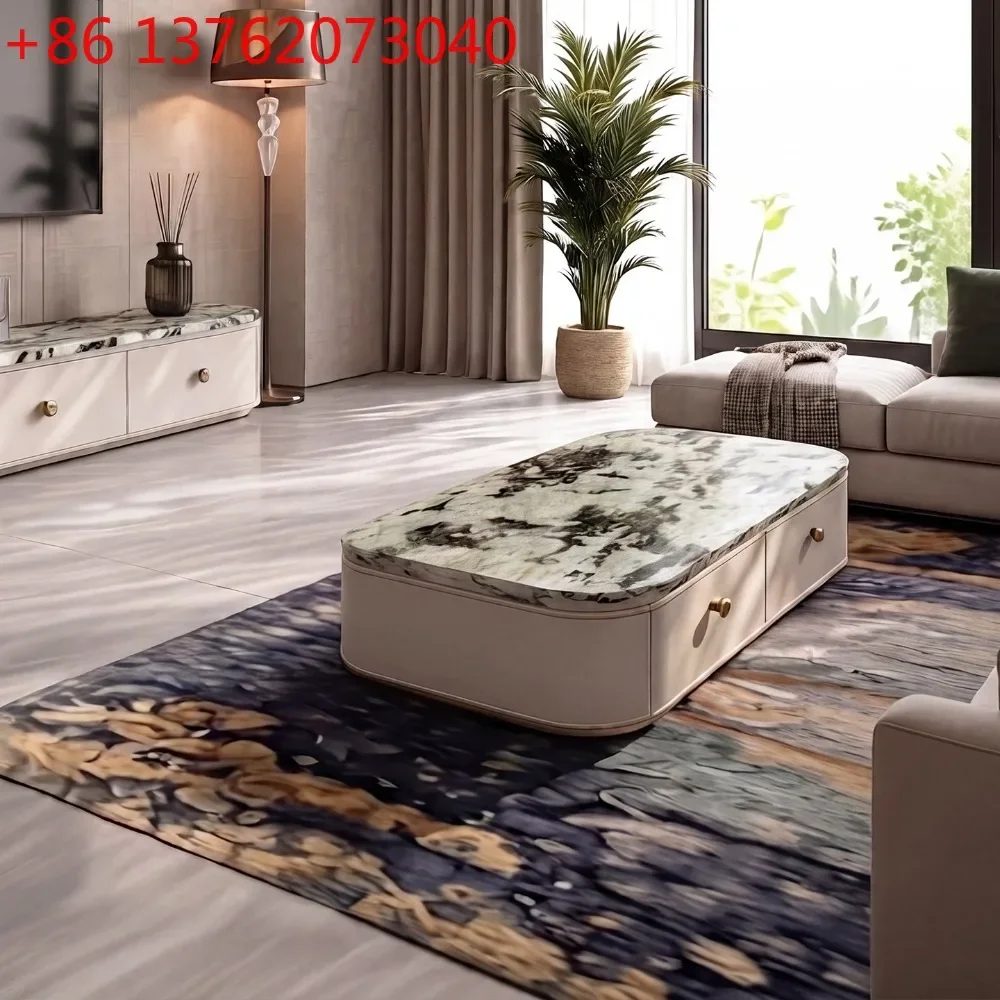 

Italian light luxury natural luxury stone coffee table TV cabinet combination