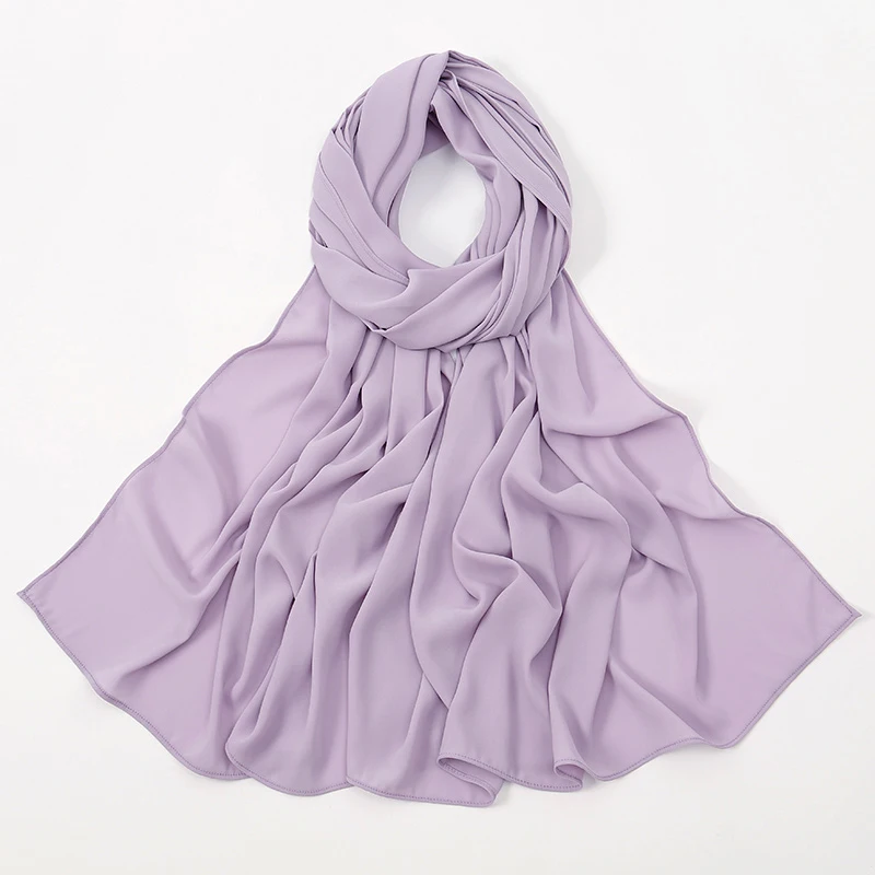 LMLAVEN Frauen schwere Chiffon Hijab Schal Premium Chiffon muslimischen Hijabs einfache gute Nähte Maxi Wrap einfarbige Musulman Femme Schals 10