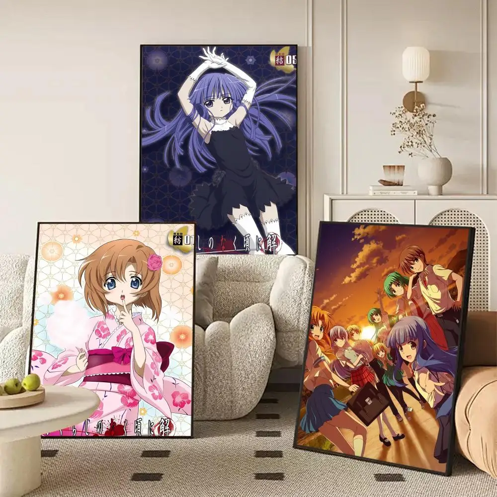 H-Higurashi When They Cry Poster Self-adhesive Art Waterproof Paper Sticker Coffee House Wall Decor