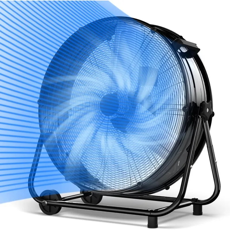 

AKIRES 14000CFM Большой напольный барабанный вентилятор для промышленного магазина, высокоскоростной сверхмощный большой металлический вентилятор мощностью 50 Вт с 360° ° Наклон, Ручка (30ИН)