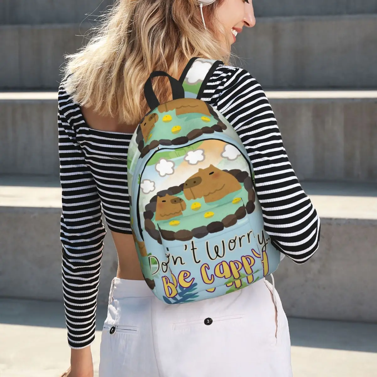 

Don't Worry Be Cappy Capybara Student Backpack School Bag Hiking Travel Daypack for Boys Girls Bookbag Shoulder Bags