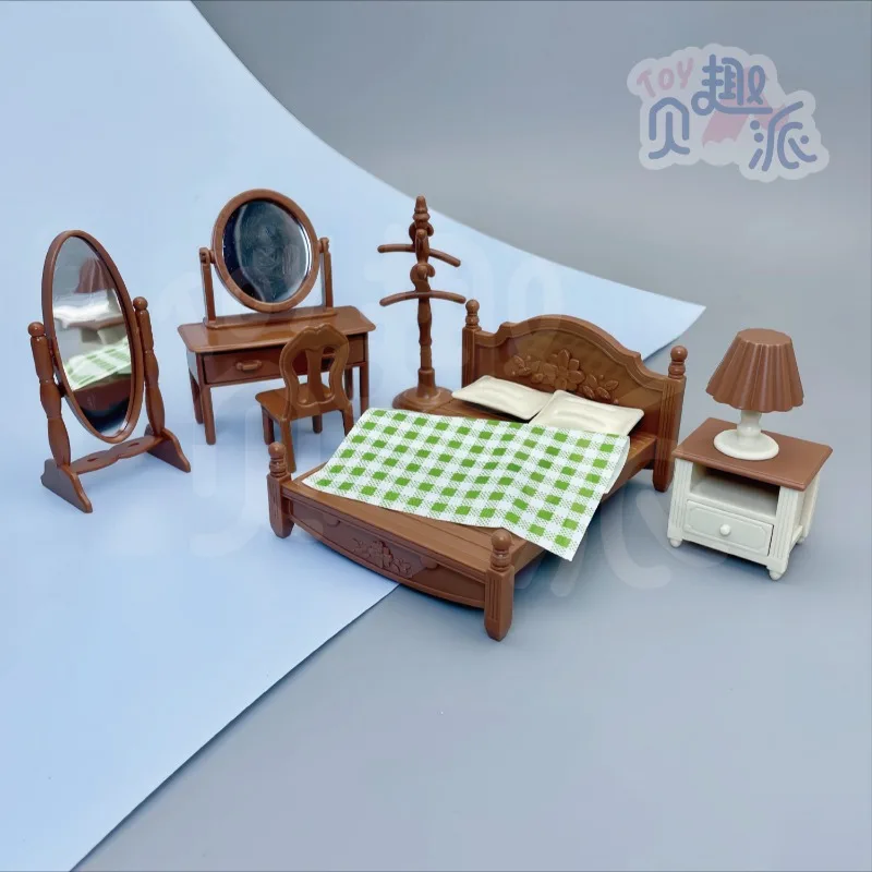 Mini cama de simulación para dormitorio, juego de aparador, casa de muñecas de decoración, juguetes para niños, 1:18