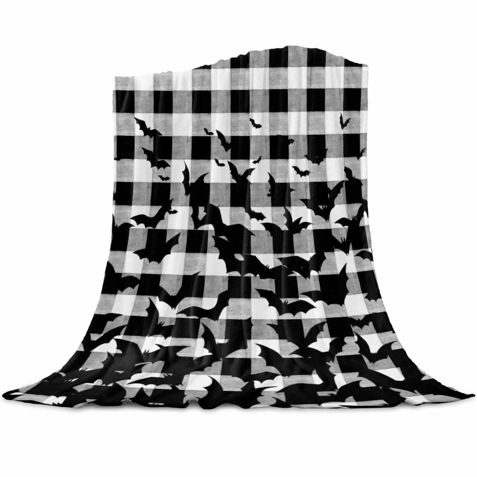 

Хэллоуин клетчатые пледы летучей мыши одеяла для дивана-кровати зимние мягкие плюшевые теплые семейные друзья праздничные подарки