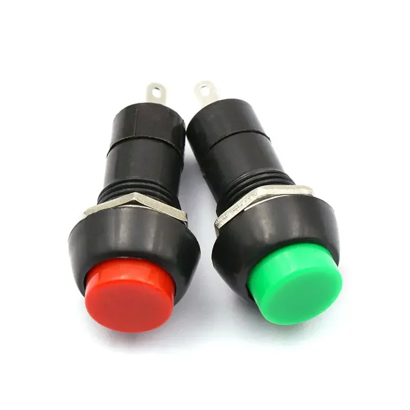 5PCS PBS-11A PBS-11B 12mm Self-locking / Self-Recovery Plastic Push Button Switch Momentary 3A 250V AC 2PIN Red and Green