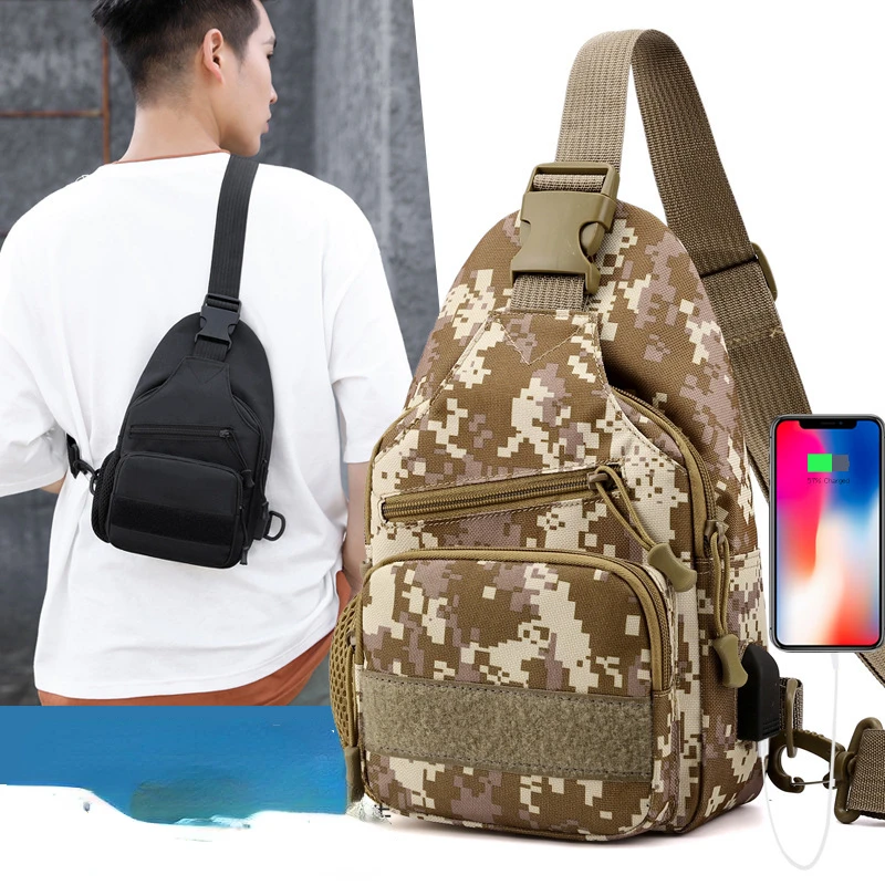 Designer Camo Chest Outdoor Charging Crossbody Bag impermeabile Oxford tessuto petto escursionismo borse a tracolla per donna uomo vendita calda