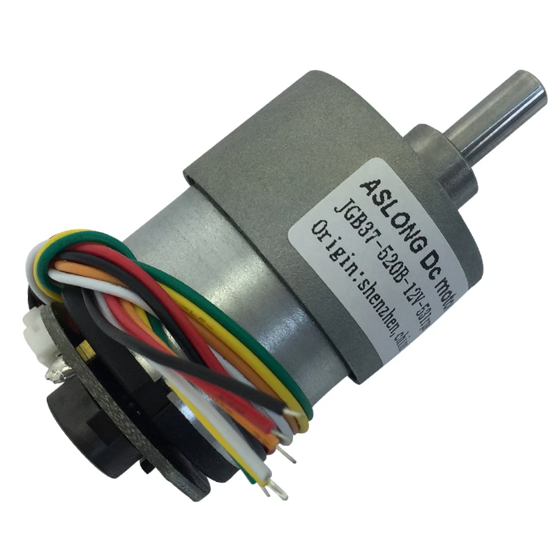 JGB37-520B encoder gear motor DC gear motor A/B phase encoder signal speed 12V 12RPM-1600RPM