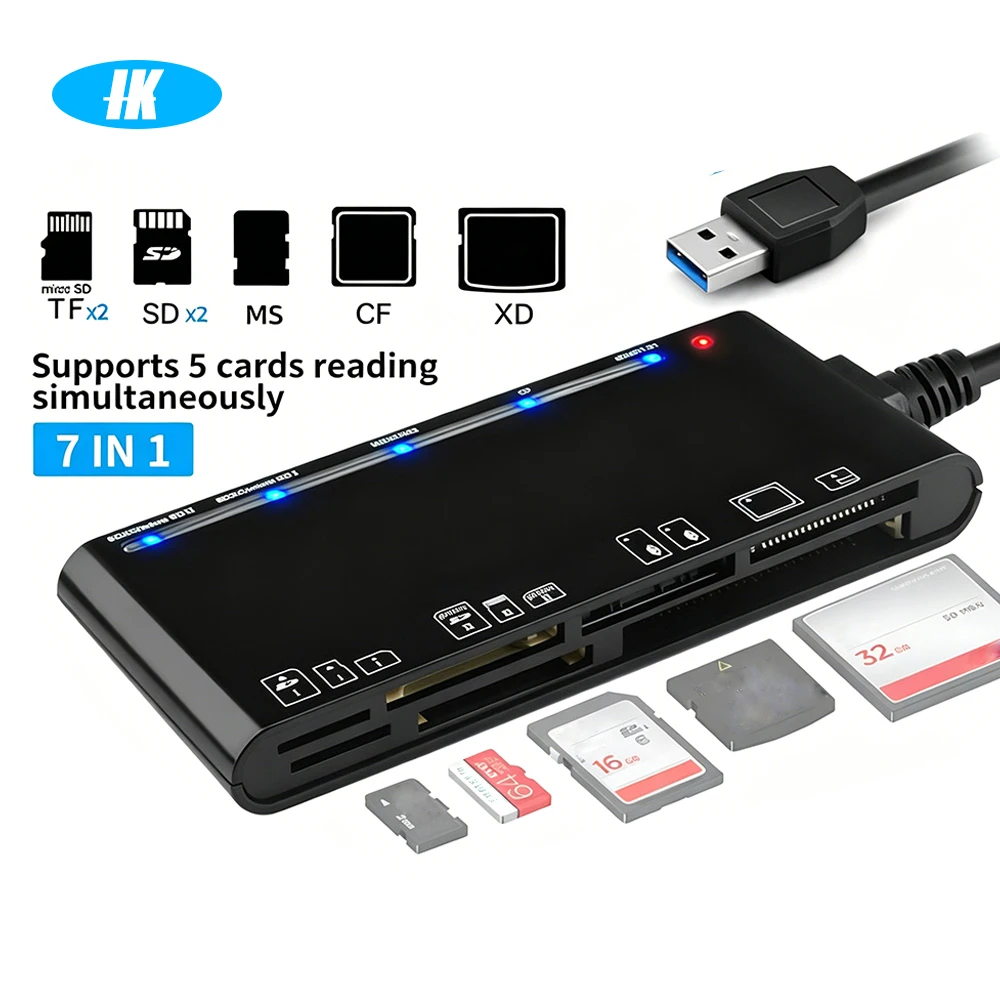 

for UTHAI TF7 Laptop Accessories USB 3.0 Multi functional Card Reader CF/XD/MS/SD/TF Card 7-in-1 USB Card Reader