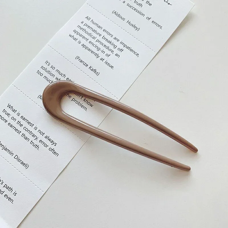 여성용 단색 헤어 스틱, 쉘 클립 핀, 미니멀리스트 U 모양 머리핀, 헤어 번 메이커, 헤드웨어 패션 액세서리