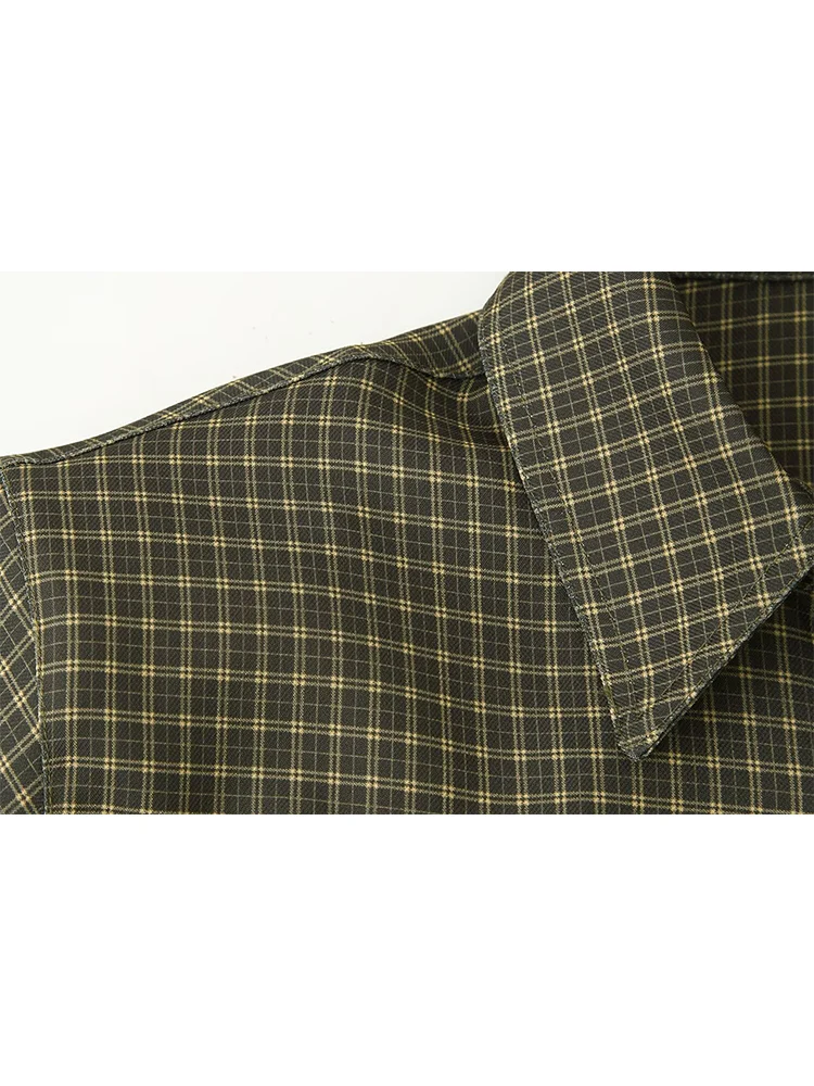    TFMLN Herbst frauen Plaid Schulter Pad Hemd Mode Revers Langarm Vintage Top Neue Lose Damen Täglichen Pendler Hemd