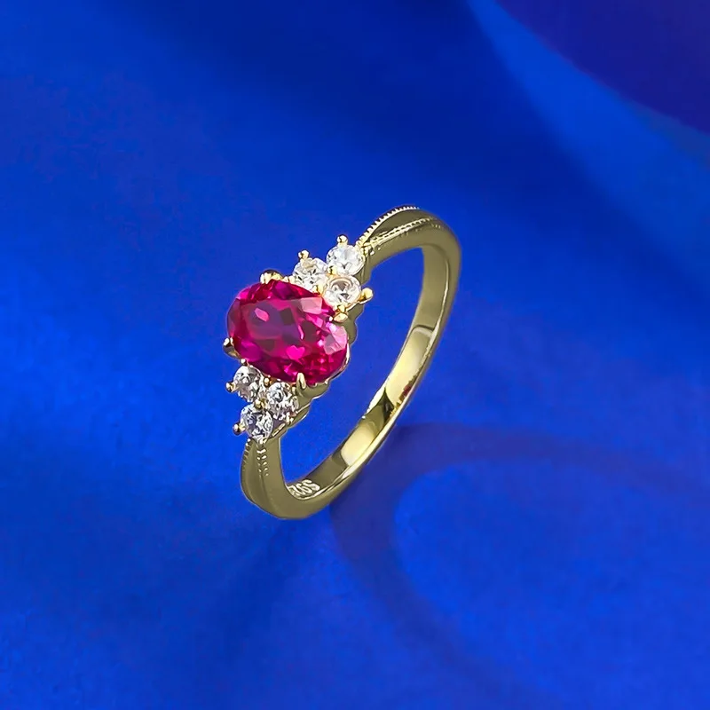 

Sparkling 5X7mm High Carbon Diamond Rings for Women - Gold Plated Wedding Band & Engagement Ring Bridal Jewelry Gift