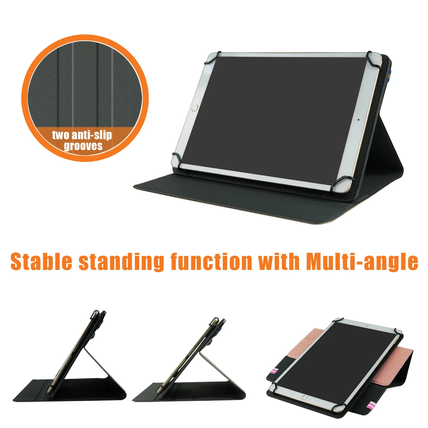 9インチから11インチの範囲に対応、ペンホルダーと回転サポート機能付き、iPadやタブレットに対応したユニバーサル保護ケース。
