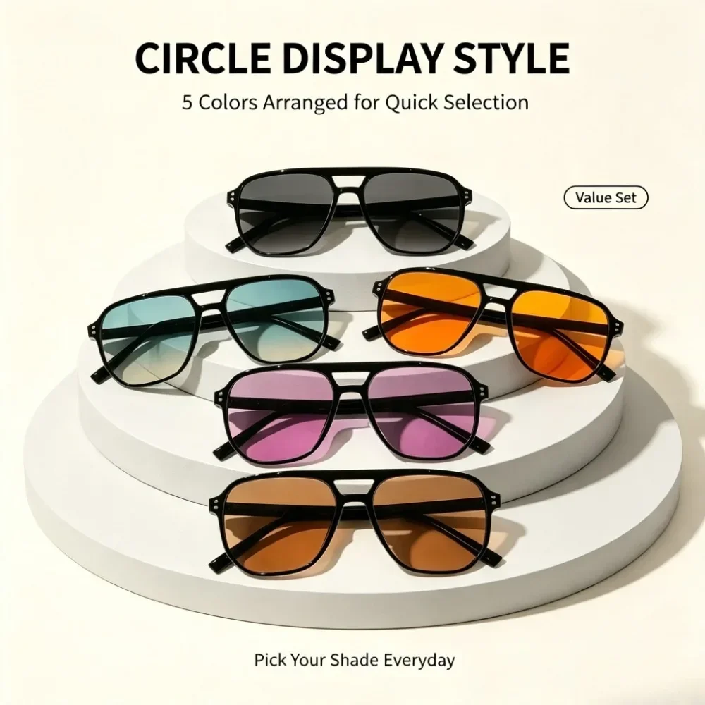 10 Pairs of Multi-color Sunglasses Sets of Different Versions, European and American Style Large-frame Sunglasses, Daily Shape Matching Accessories for Men and Women