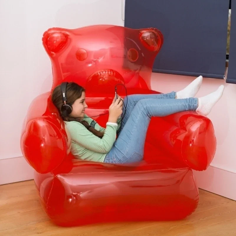 Nadmuchiwany fotel w kształcie misia Gummy Trwały PVC Blow Up Lazy Sofa Śpiwór do domu Podwórko Podróżowanie Składane krzesło kempingowe