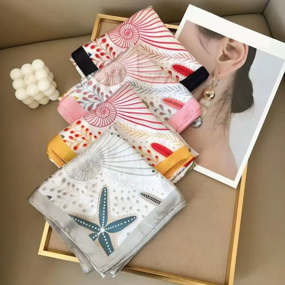 

Simple Printed Starfish Print Scarf Conch Y2K Small Square Scarf Spicy Girls Hip Hop Punk Bandana Female