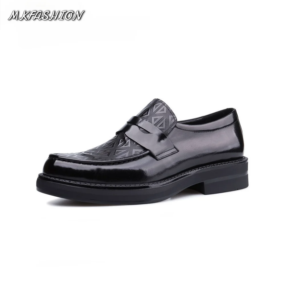 Thick Sole Genuine Leather Men Business Casual Oxford Shoes British Trendy Loafers