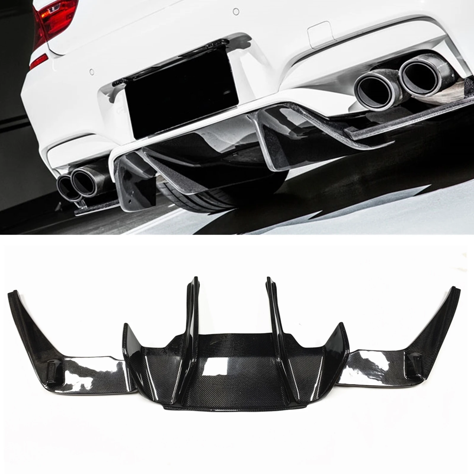 Carbon Fiber Car Rear Bumper Diffuser Lip Exhaust Boot Spoiler Lower Splitter For BMW F12 F13 F06 M6 2010-2015