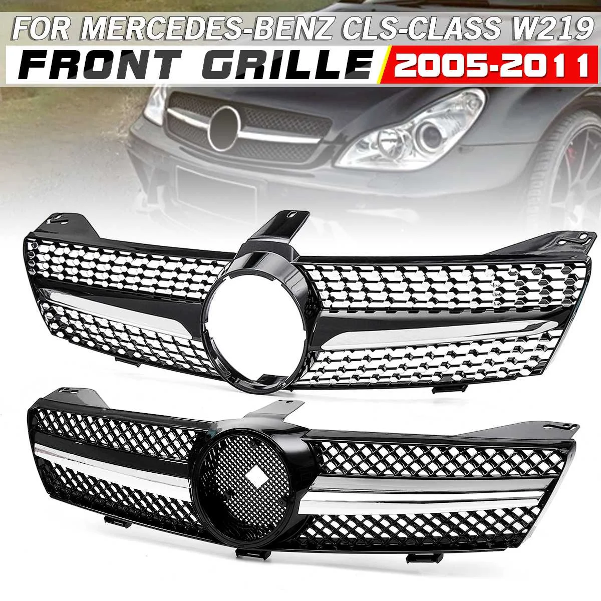 AMG/Diamond Style Car Front Bumper Grill Grille For Mercedes For Benz CLS Class W219 CLS500 SLS600 2005-2008 Racing Grills