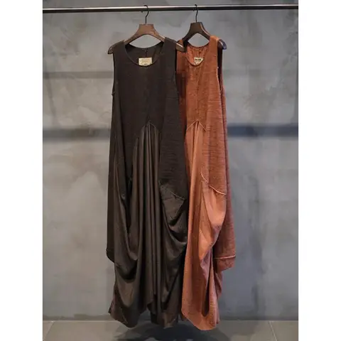 Fransız Retro Yelek Elbise Yaz Gevşek Pamuk Patchwork Ipek Askı Elbiseler Kadın Düzensiz Çiçek Tomurcuğu vestidos